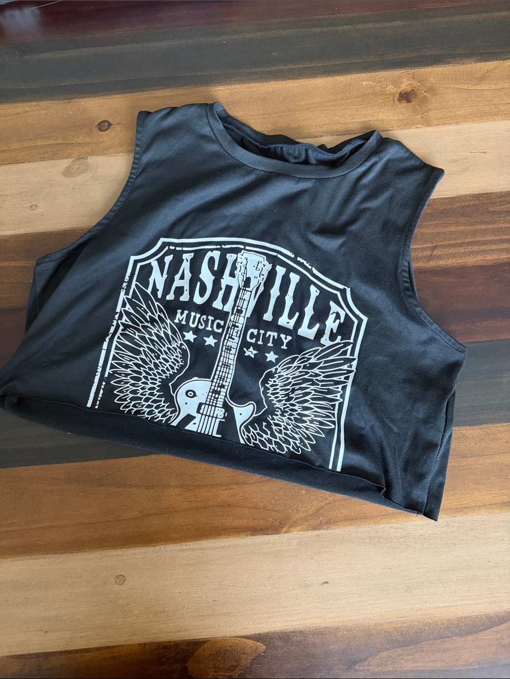 SHEIN Black Nashville Music City Graphic Crop Tank